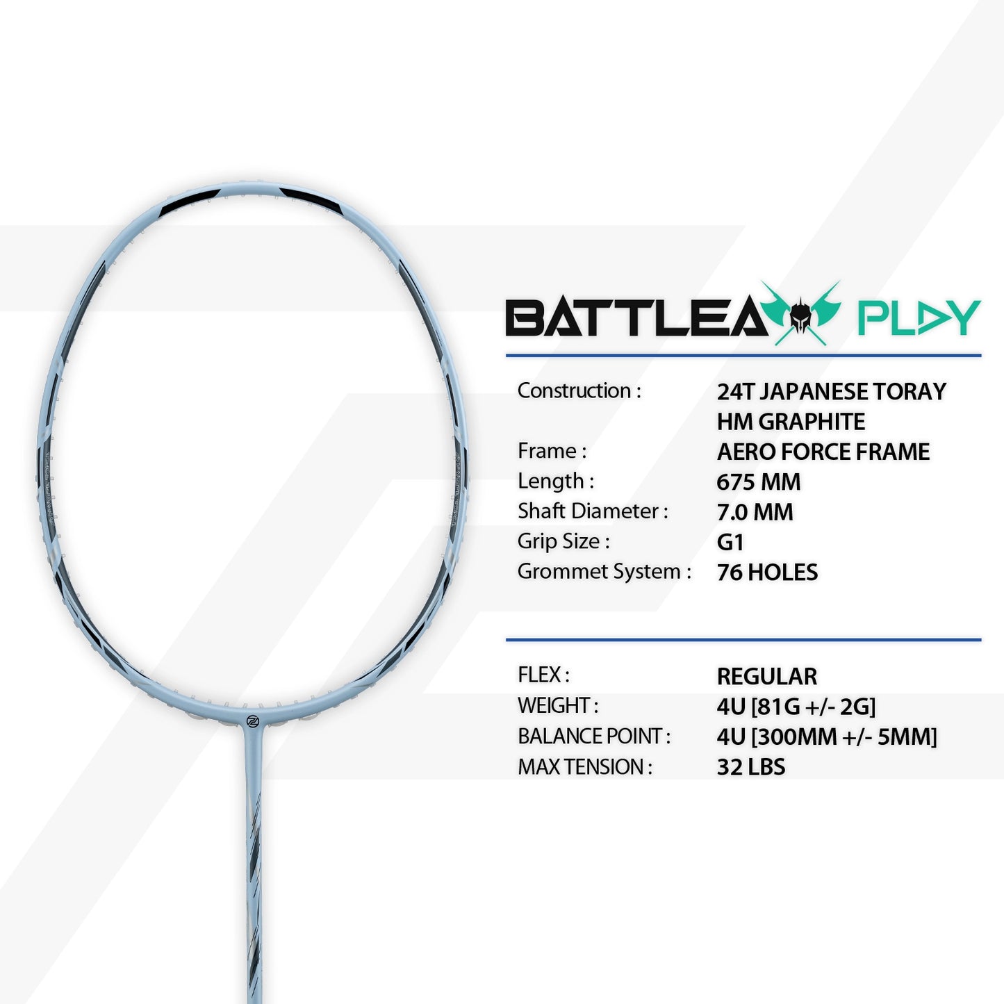 PROTECH BADMINTON RACQUET BATTLEAX PLAY
