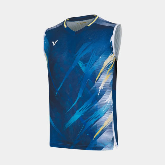 VICTOR LEE ZII JIA'S EXCLUSIVE TOURNAMENT KNITTED SLEEVELESS T-SHIRT (T-60005 B) (ROYAL BLUE)