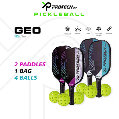 PROTECH PICKLEBALL PADDLE GEO SETS C/W BAG PADDLE-2PC C/W BALLS-4PCS