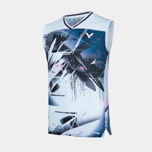 VICTOR JONATAN CHRISTIE'S EXCLUSIVE TOURNAMENT KNITTED SLEEVELESS T-SHIRT (T-60007 A) (BRIGHT WHITE)