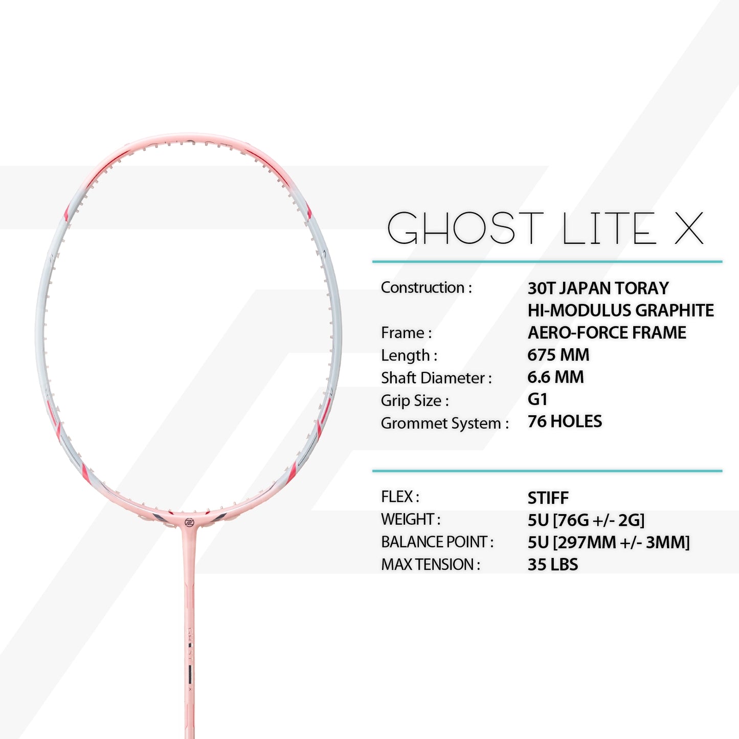 PROTECH BADMINTON RACQUET GHOST LITE X 5UG1