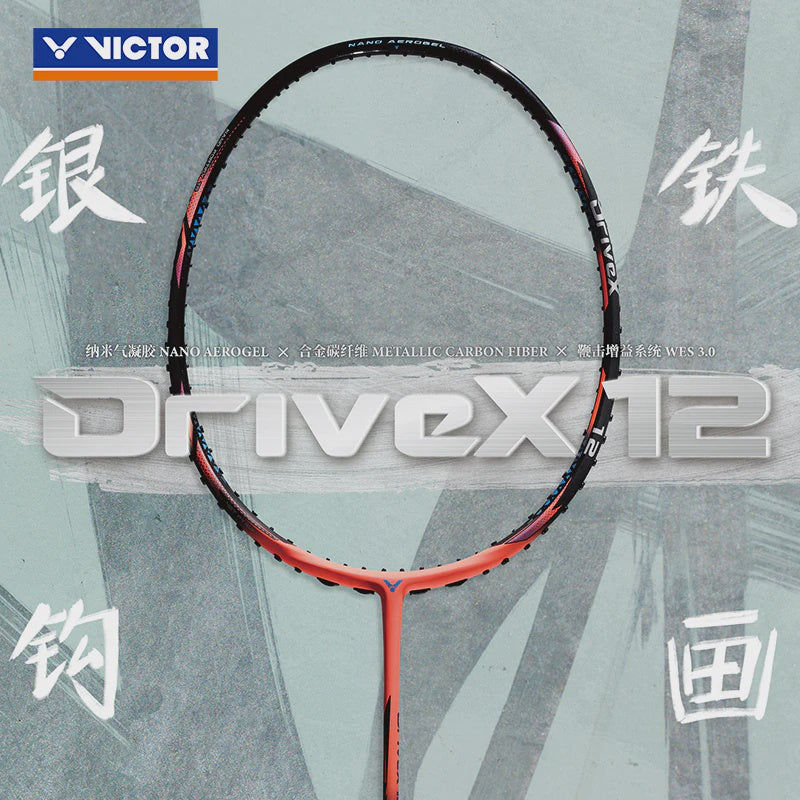 VICTOR DRIVEX 12 METALLIC (SALMON RED) (DX-12) BADMINTON RACQUET (UNSTRUNG)