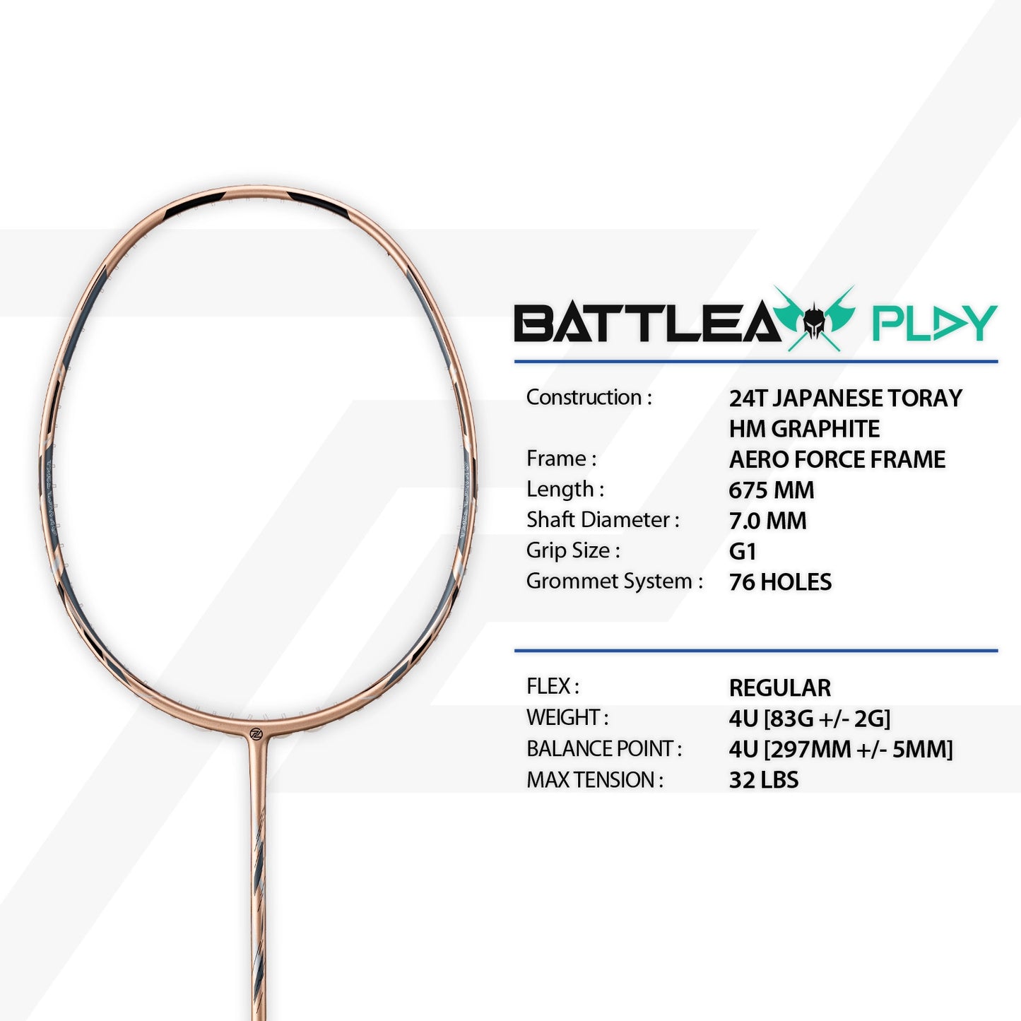 PROTECH BADMINTON RACQUET BATTLEAX PLAY