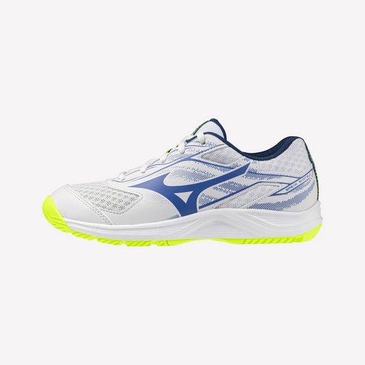 MIZUNO BREAK SHOT 5 JR. AC (61GA255521) JUNIOR TENNIS SHOES (WHITE/BLUE/GREEN)