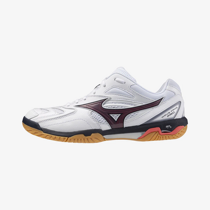 Mizuno Wave Fang Pro 71GA210085 badminton shoes (white/baritone blue/calypso coral)