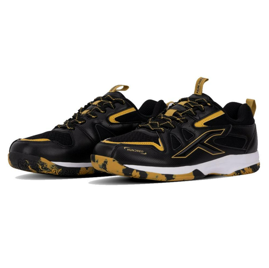(CLEARANCE) HUNDRED HBFS-2M109-1 BADMINTON SHOES (BLACK/GOLD)