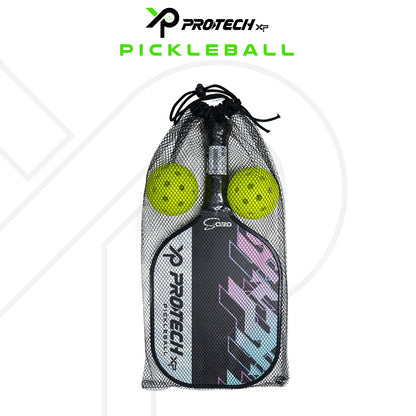 PROTECH PICKBALL PADDLE GEO S C/W NET BAG PADDLE-1PCS C/W BALLS-2PCS GREEN