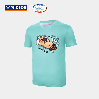 VICTOR 2026 AUSTRALIAN OPEN COMMEMORATIVE KNITTED T-SHIRT UNISEX (T-2601ABO R) (LIGHT CYAN)