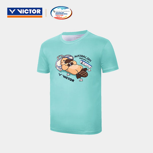 VICTOR 2026 AUSTRALIAN OPEN COMMEMORATIVE KNITTED T-SHIRT UNISEX (T-2601ABO R) (LIGHT CYAN)