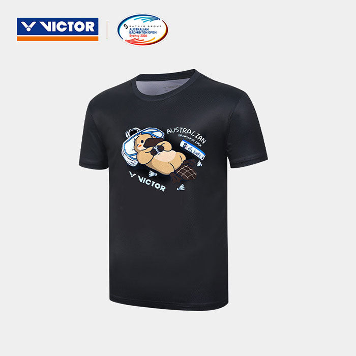 VICTOR 2026 AUSTRALIAN OPEN COMMEMORATIVE KNITTED T-SHIRT UNISEX (T-2601ABO C) (BLACK)