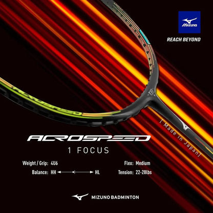 Mizuno Acrospeed 1 Focus 4U/G6 (black/red) badminton racquet [unstrung]