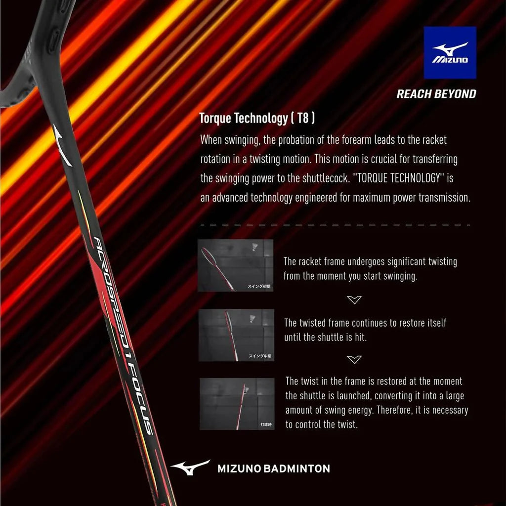 Mizuno Acrospeed 1 Focus 4U/G6 (black/red) badminton racquet [unstrung]