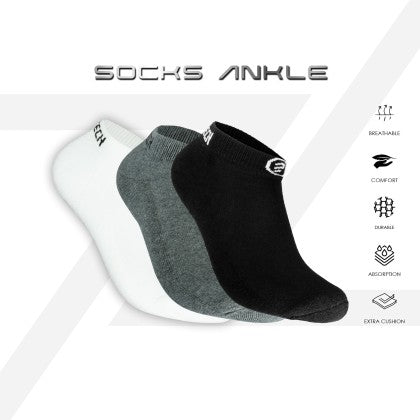 PROTECH ACTIVE ANKLE SOCKS (WHITE/GREY/BLACK)